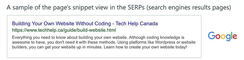 basic SEO SERP preview