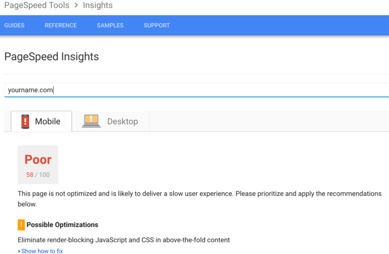 Pagespeed insights to speed up website