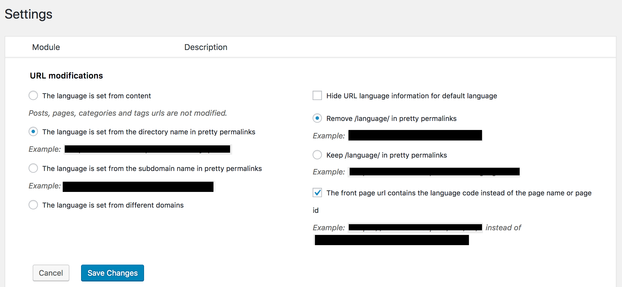 polylang settings