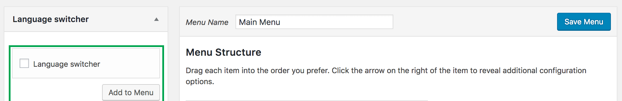 add language switcher to menu